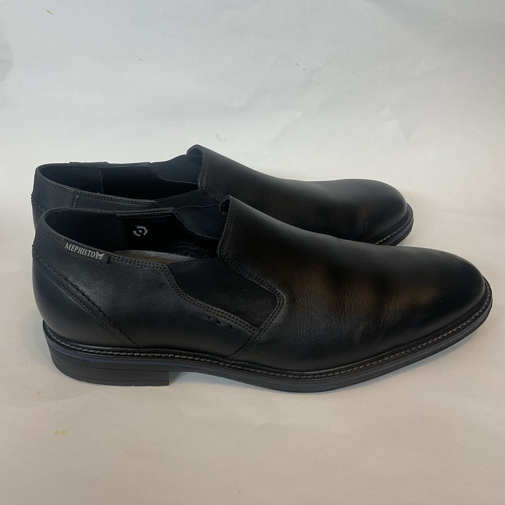 Mephisto Air Jet Loafers Shoes Mens Size 11 Black Leather Slip On Office Shoes - Picture 2 of 12